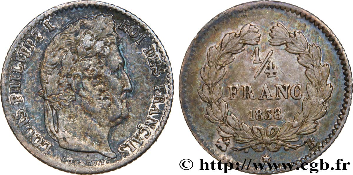 1/4 franc Louis-Philippe 1838 Rouen F.166/70 MBC45 