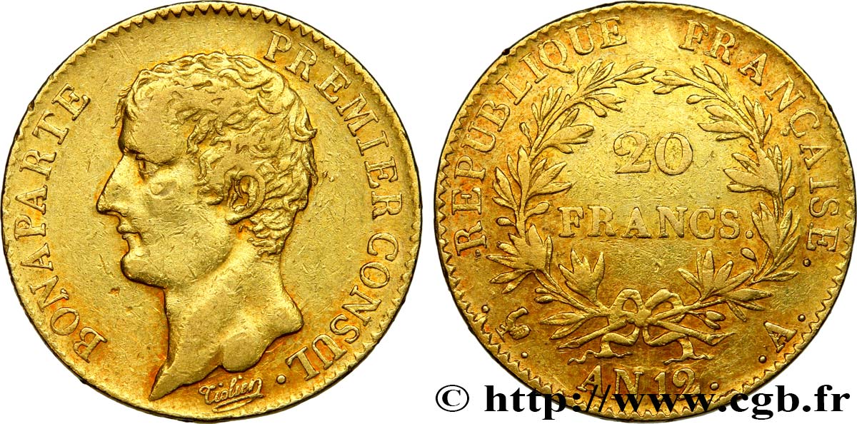 20 francs or Bonaparte Premier Consul 1804 Paris F.510/2 TTB42 