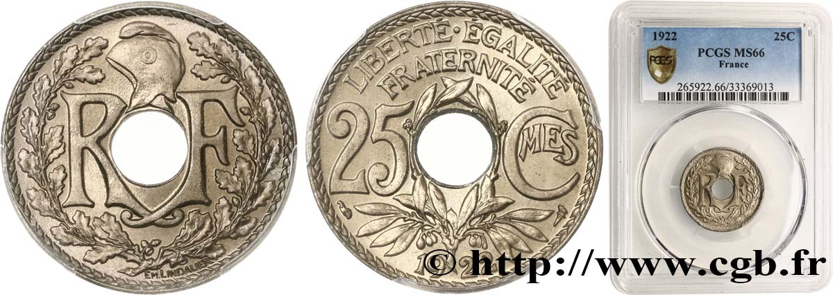25 centimes Lindauer 1922  F.171/6 MS66 PCGS