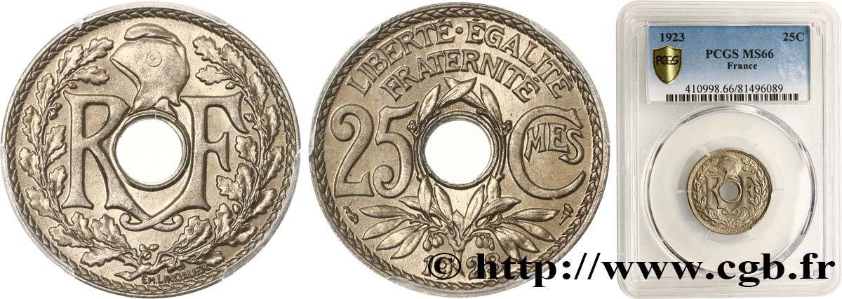25 centimes Lindauer 1923  F.171/7 MS66 PCGS
