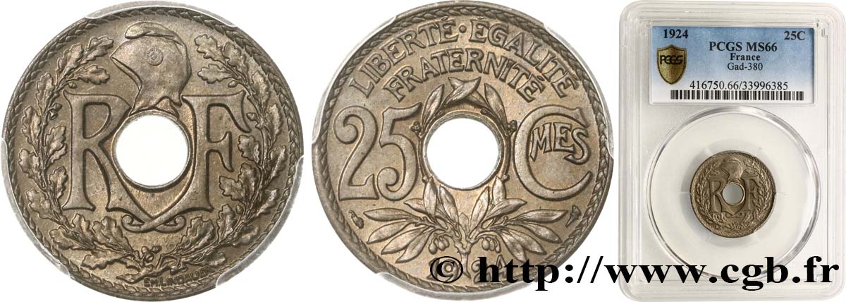 25 centimes Lindauer 1924  F.171/8 FDC66 PCGS