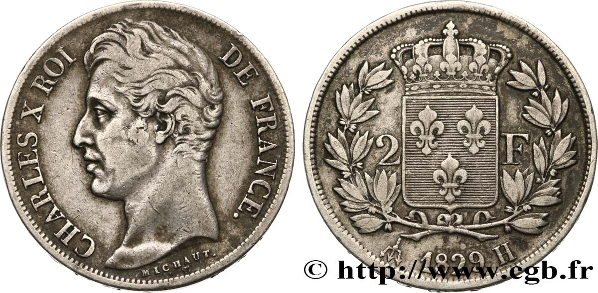 2 francs Charles X 1829 La Rochelle F.258/53 VF35 