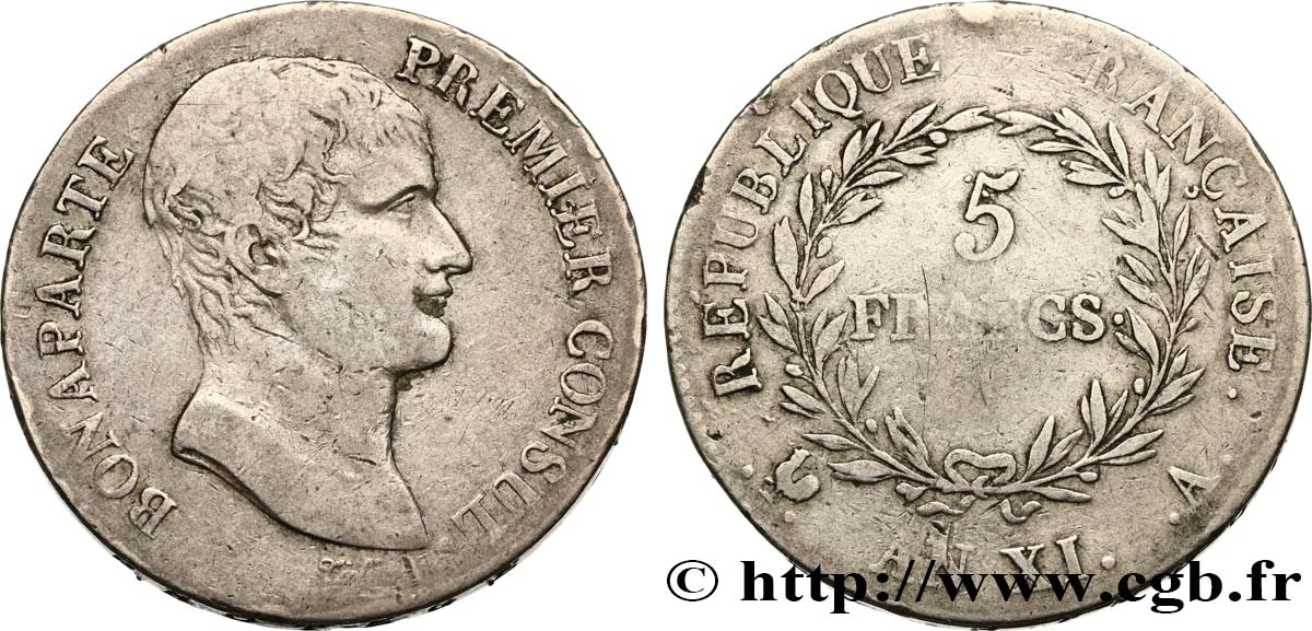 5 francs Bonaparte Premier Consul 1803 Paris F.301/1 BC25 