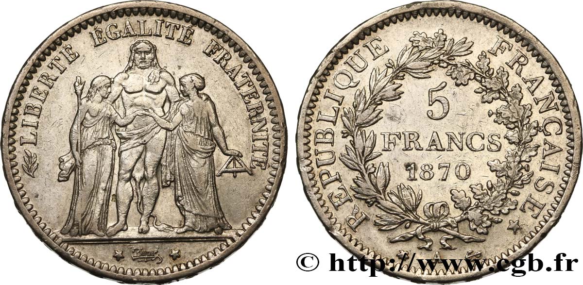 5 francs Hercule 1870 Paris F.334/1 MBC45 