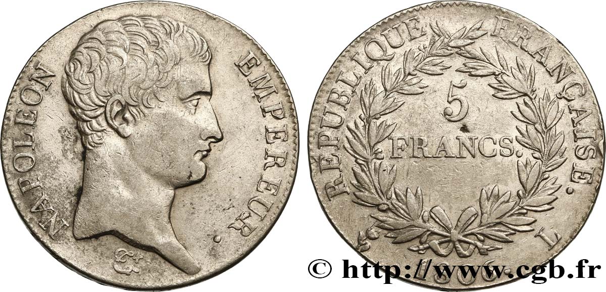 5 francs Napoléon Empereur, Calendrier grégorien 1806 Bayonne F.304/7 BB48 