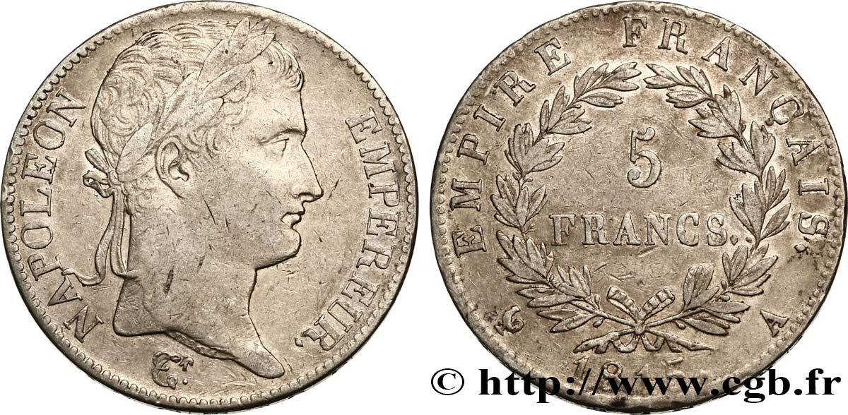 5 francs Napoléon Empereur, Cent-Jours 1815 Paris F.307A/1 BC35 