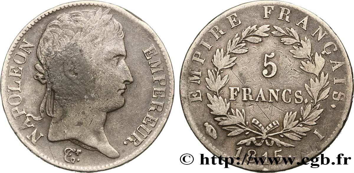 5 francs Napoléon Empereur, Cent-Jours 1815 Limoges F.307A/4 VF20 