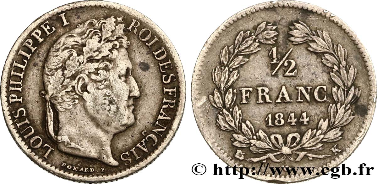 1/2 franc Louis-Philippe 1844 Bordeaux F.182/106 TB35 