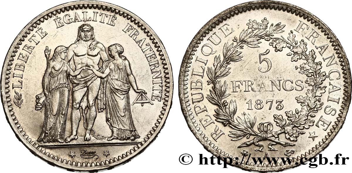 5 francs Hercule 1873 Paris F.334/9 EBC60 