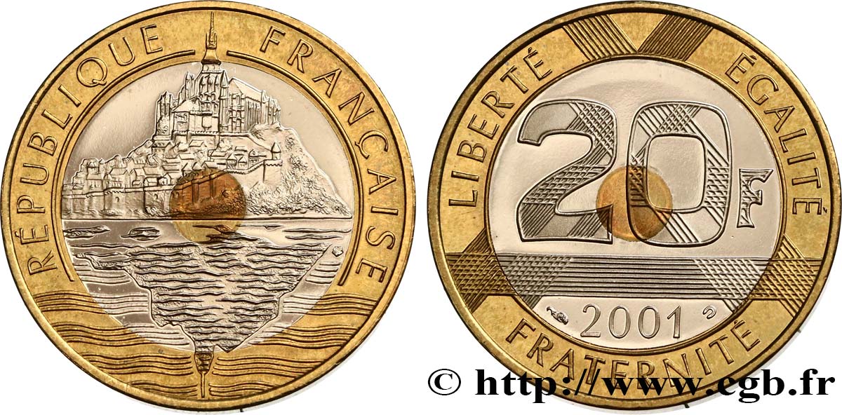 20 francs Mont Saint-Michel, BE (Belle Épreuve) 2001 Pessac F.403/17 var. FDC65 