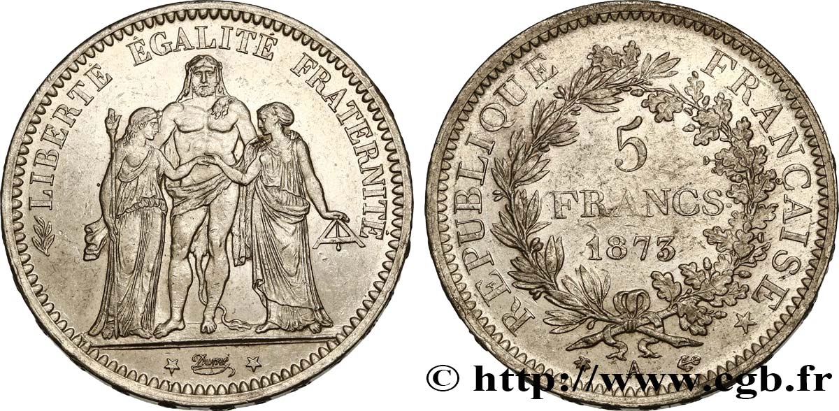 5 francs Hercule 1873 Paris F.334/9 TTB52 