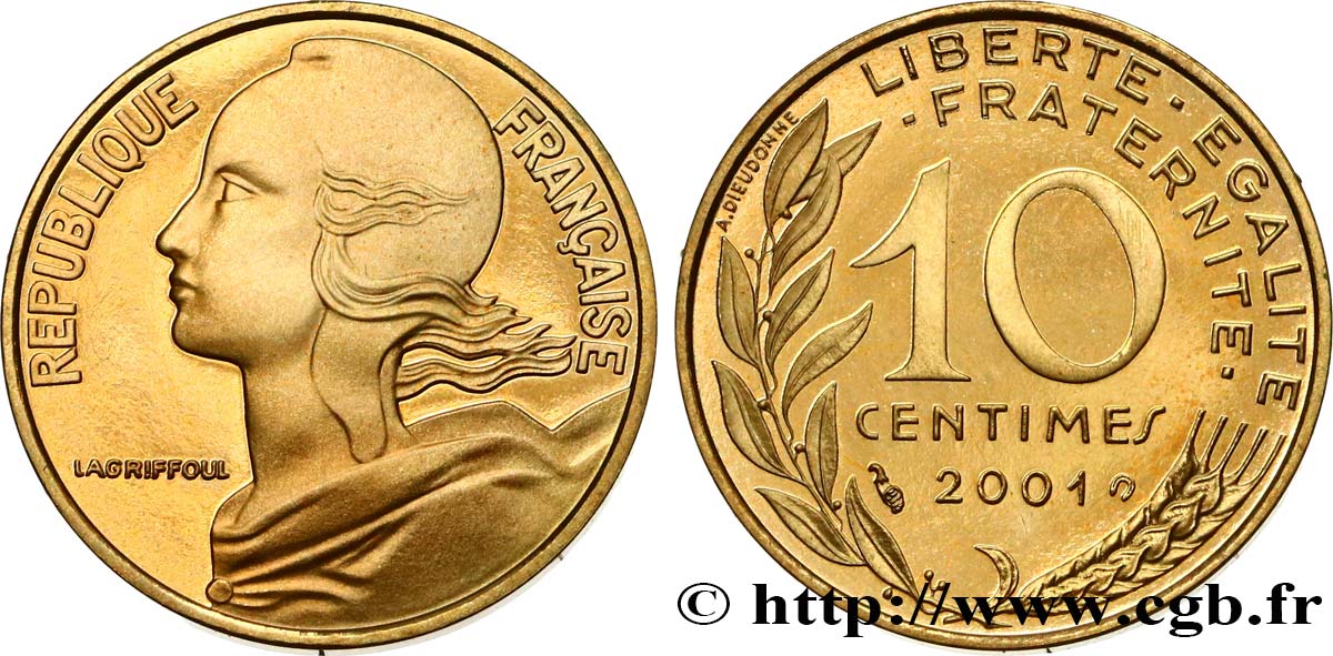 10 centimes Marianne, BE (Belle Épreuve) 2001 Pessac F.144/45 var. MS 