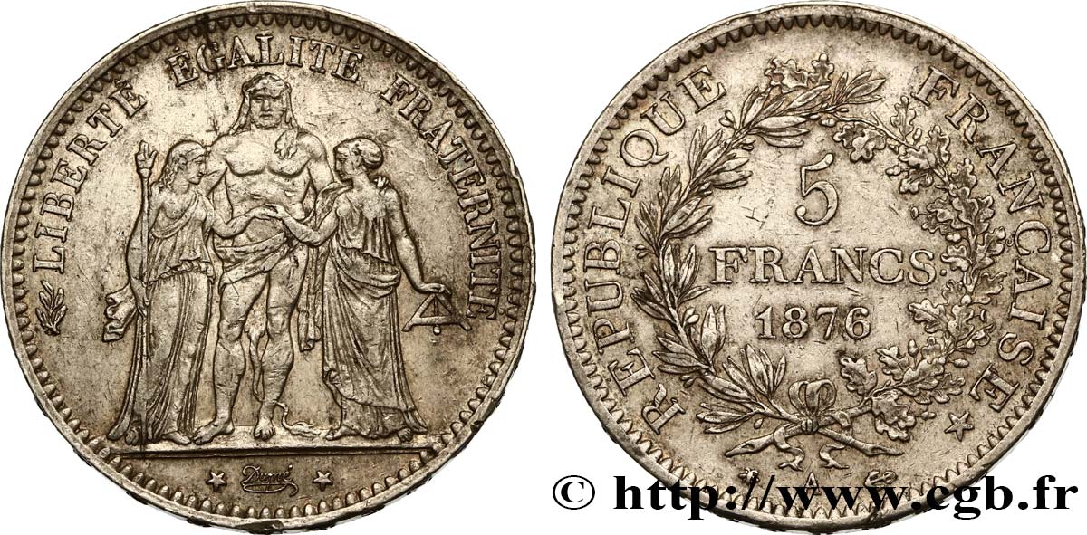 5 francs Hercule 1876 Paris F.334/17 BB50 