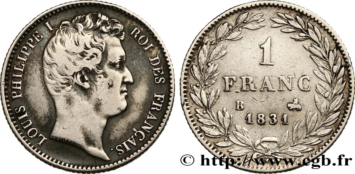 1 franc Louis-Philippe, tête nue 1831 Rouen F.209/2 TB30 