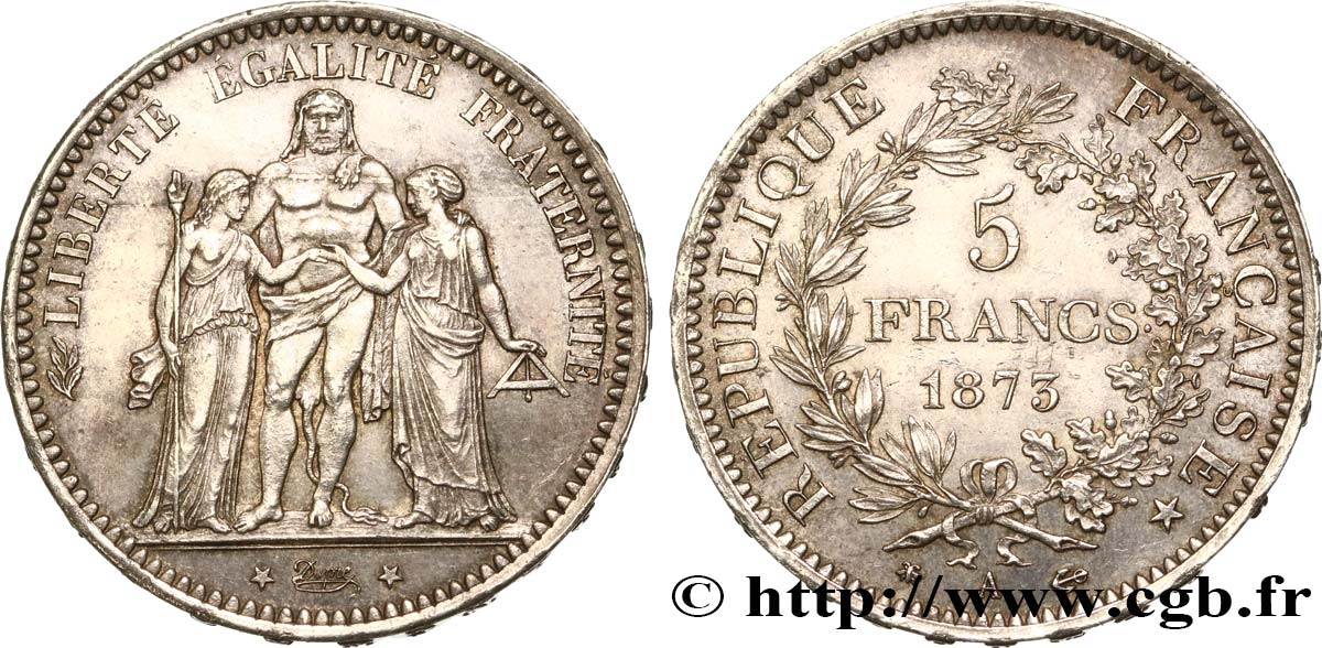 5 francs Hercule 1873 Paris F.334/9 MBC 