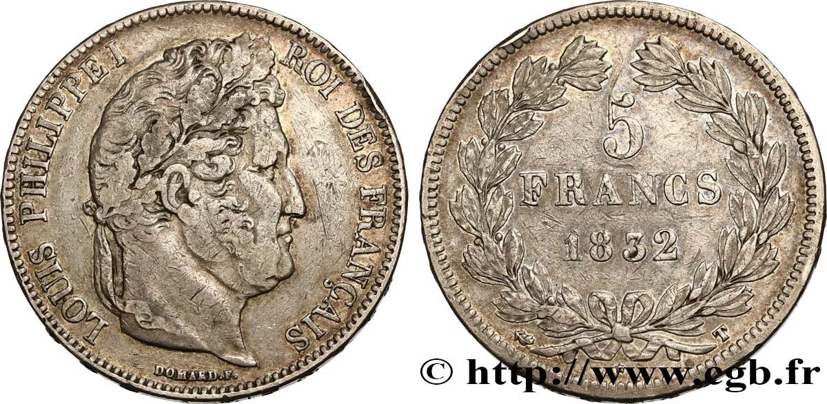 5 francs IIe type Domard 1832 Nantes F.324/12 TTB45 