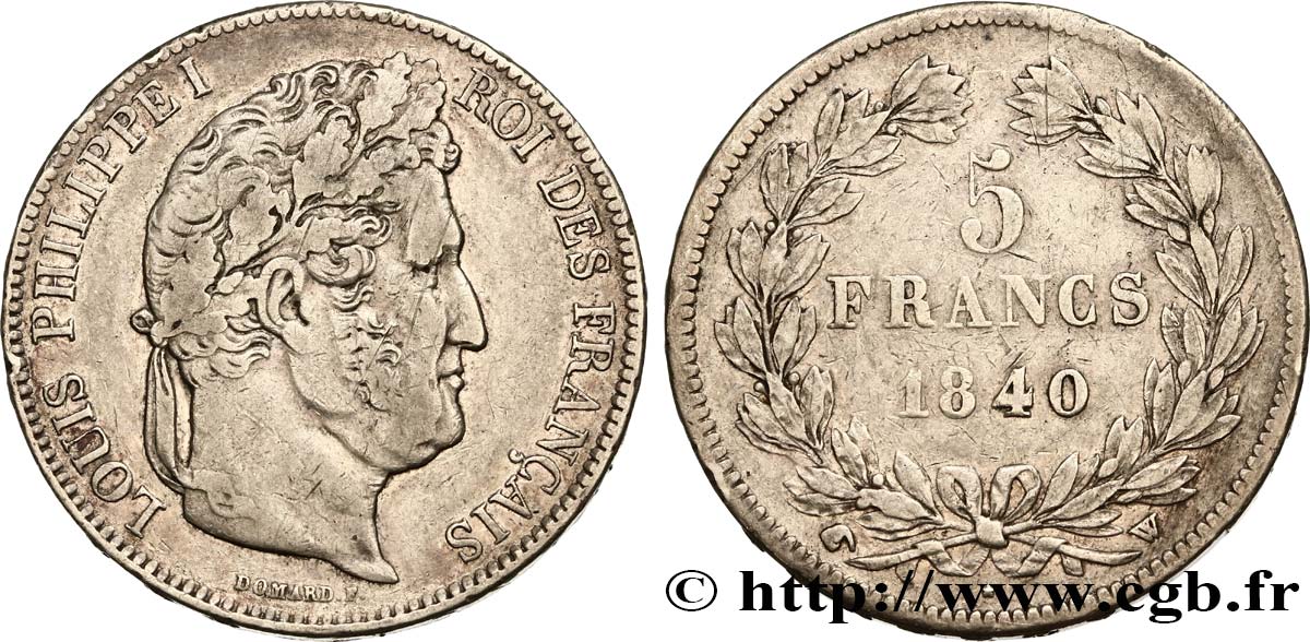 5 francs IIe type Domard 1840 Lille F.324/89 TB35 