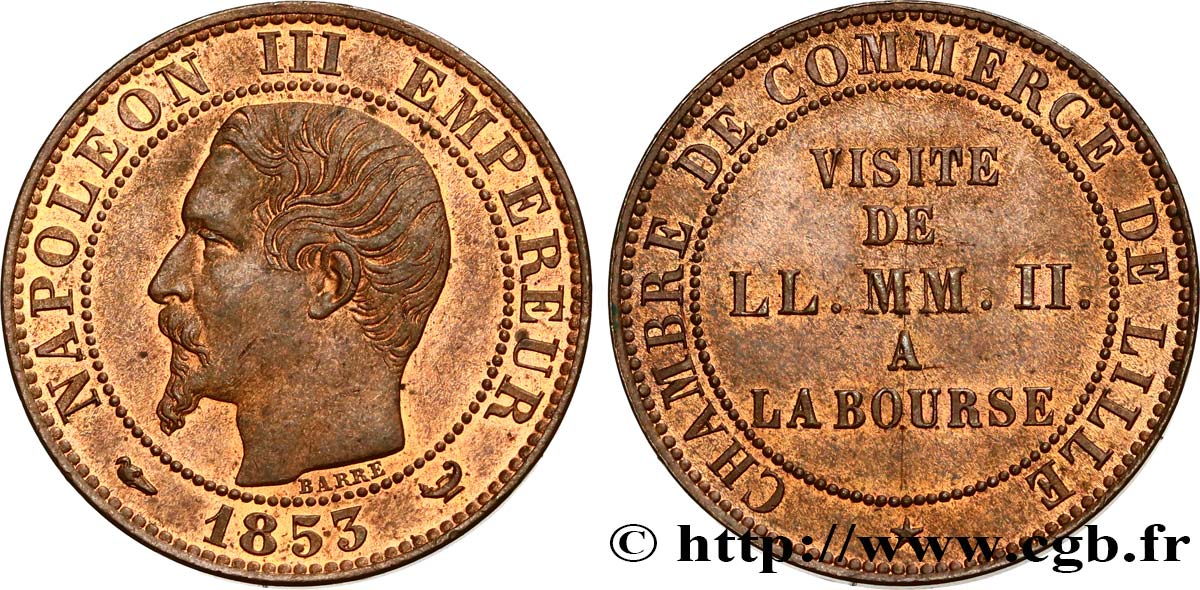 Module de cinq centimes, Visite impériale à Lille les 23 et 24 septembre 1853 1853 Lille VG.3367  EBC62 