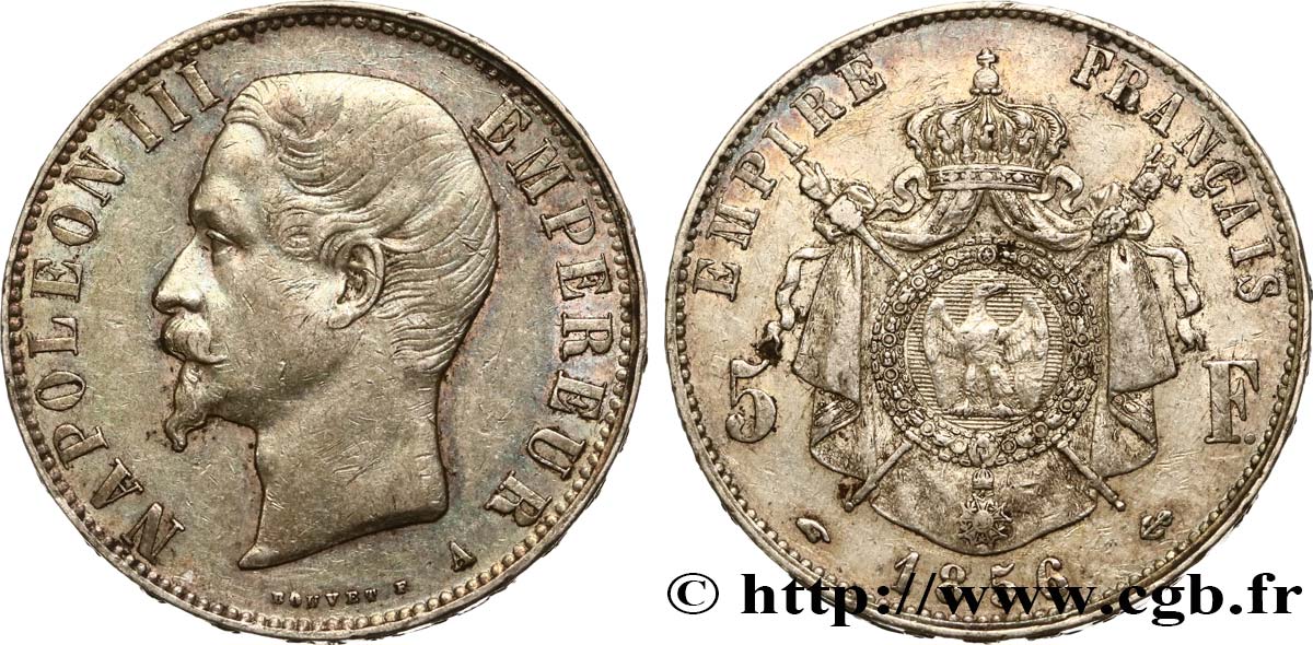 5 francs Napoléon III, tête nue 1856 Paris F.330/6 MBC48 