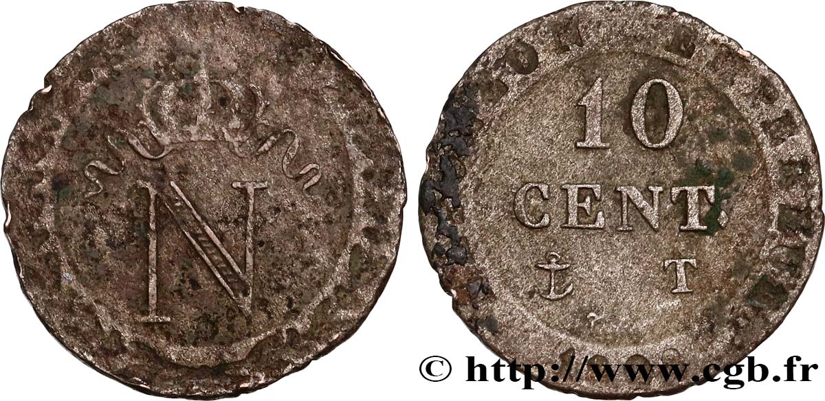 10 cent. à l N couronnée 1808 Nantes F.130/8 BC15 