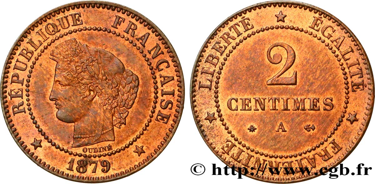 2 centimes Cérès 1879 Paris F.109/6 SPL 