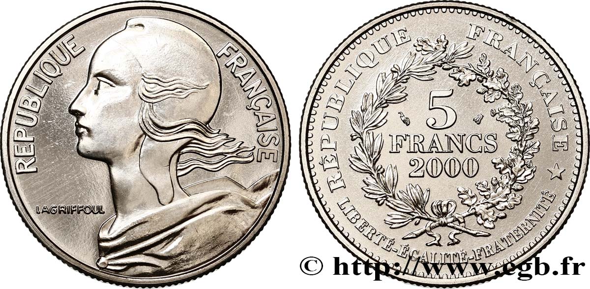 5 francs La Marianne de Lagriffoul 2000 Paris F.355/1 ST 