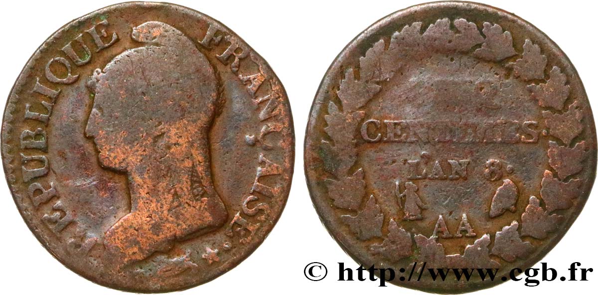 Cinq centimes Dupré, grand module 1800 Metz F.115/102 TB15 