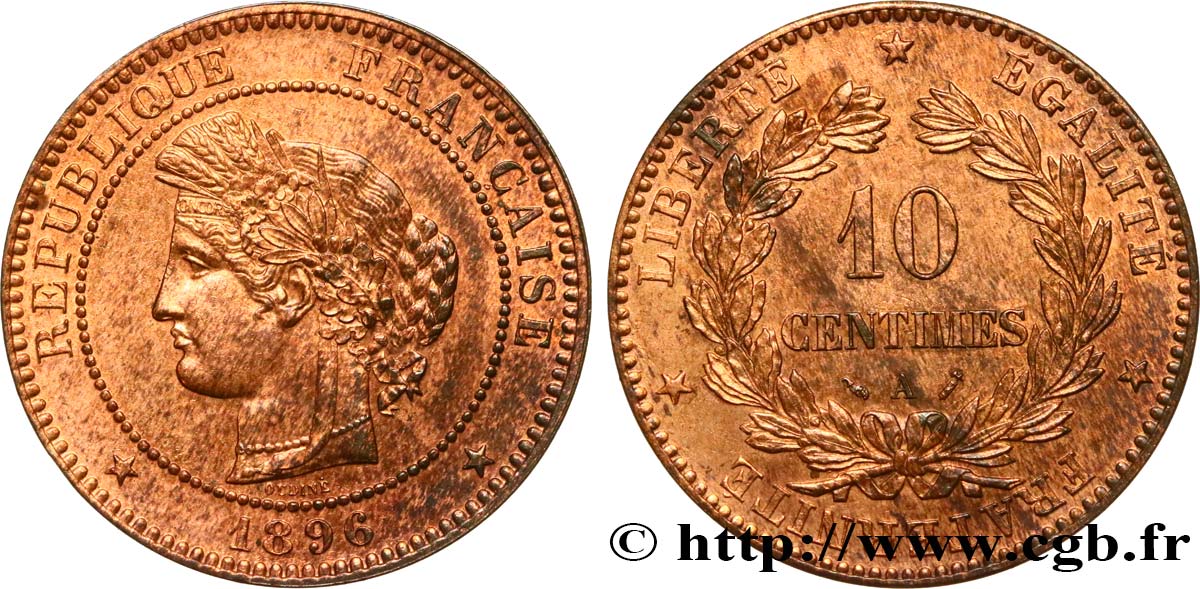 10 centimes Cérès 1896 Paris F.135/41 MS62 
