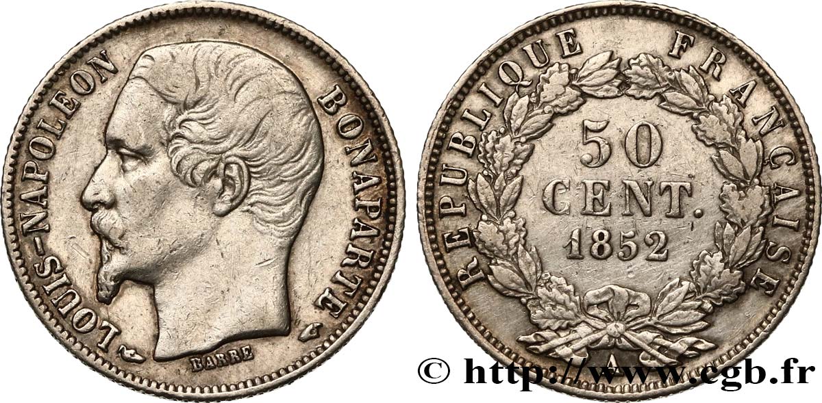 50 centimes Louis-Napoléon 1852 Paris F.185/1 BC35 