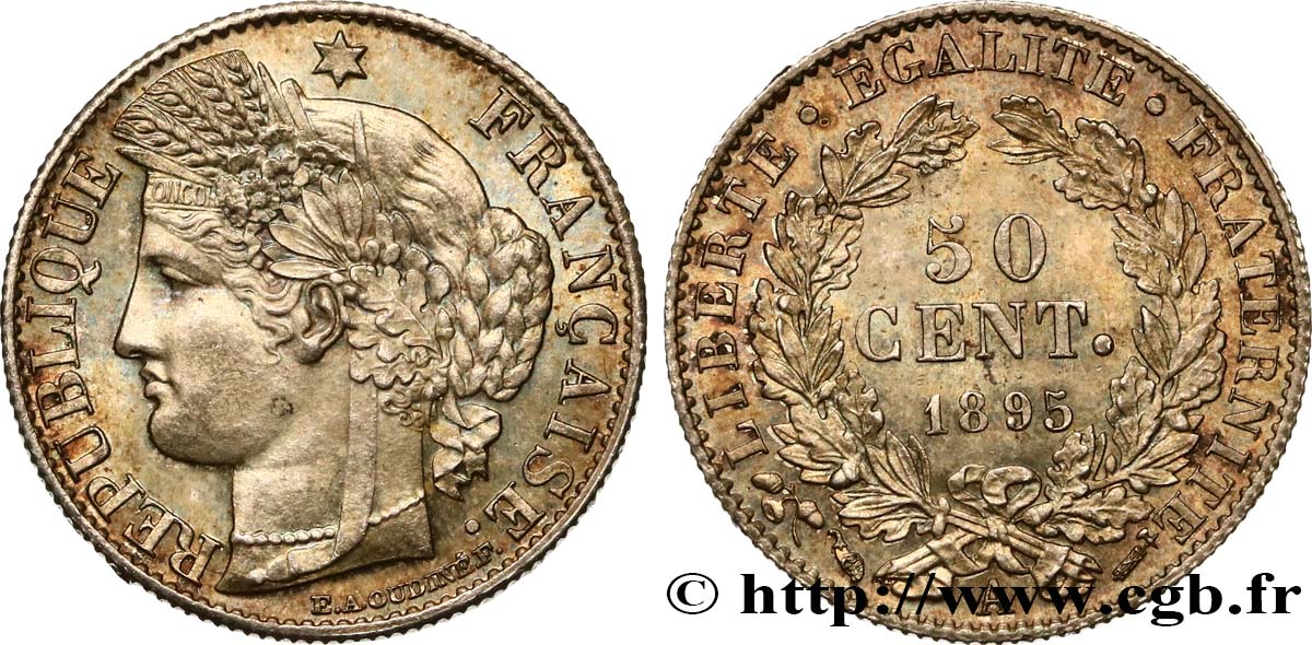 50 centimes Cérès, IIIe République 1895 Paris F.189/16 VZ62 