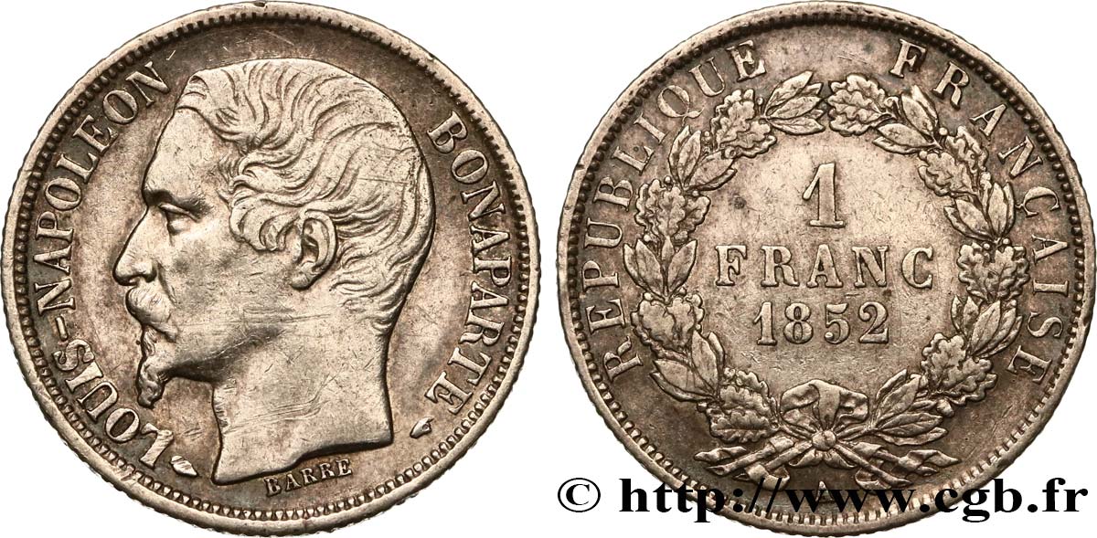1 franc Louis-Napoléon 1852 Paris F.212/1 TTB45 