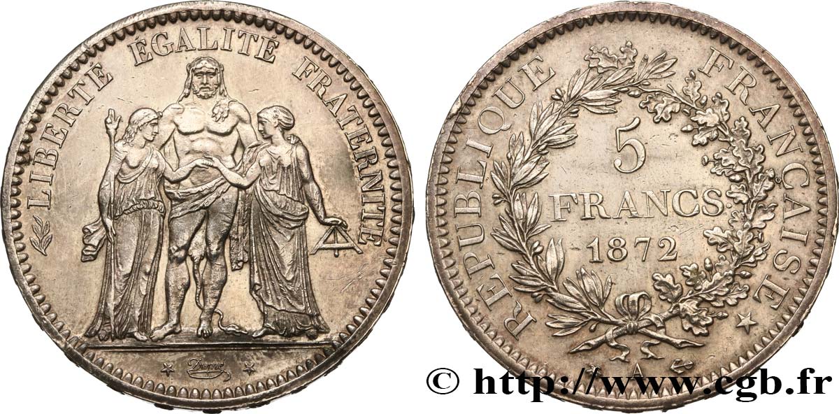 5 francs Hercule 1872 Paris F.334/6 TTB50 