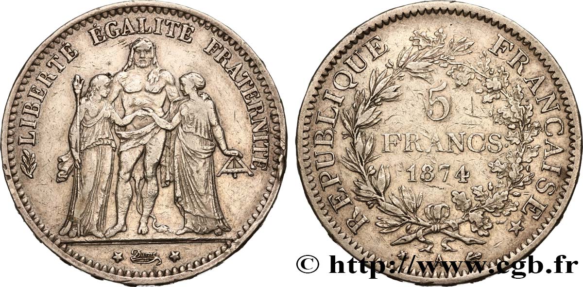 5 francs Hercule 1874 Paris F.334/12 BC35 