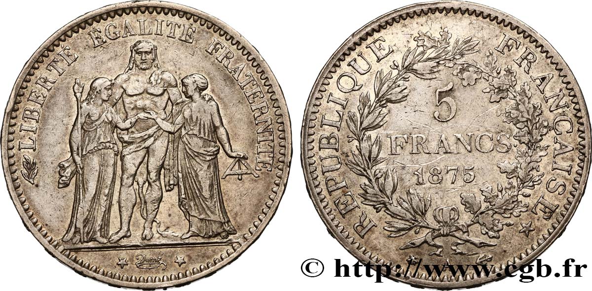 5 francs Hercule 1875 Paris F.334/14 MBC 