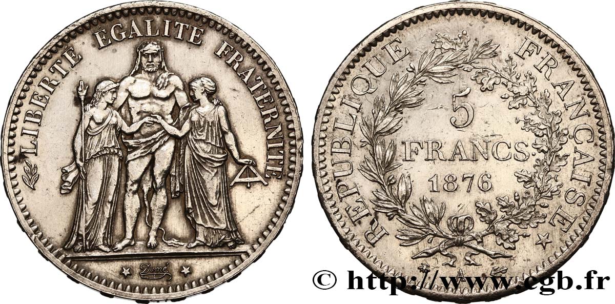 5 francs Hercule 1876 Paris F.334/17 TTB+ 
