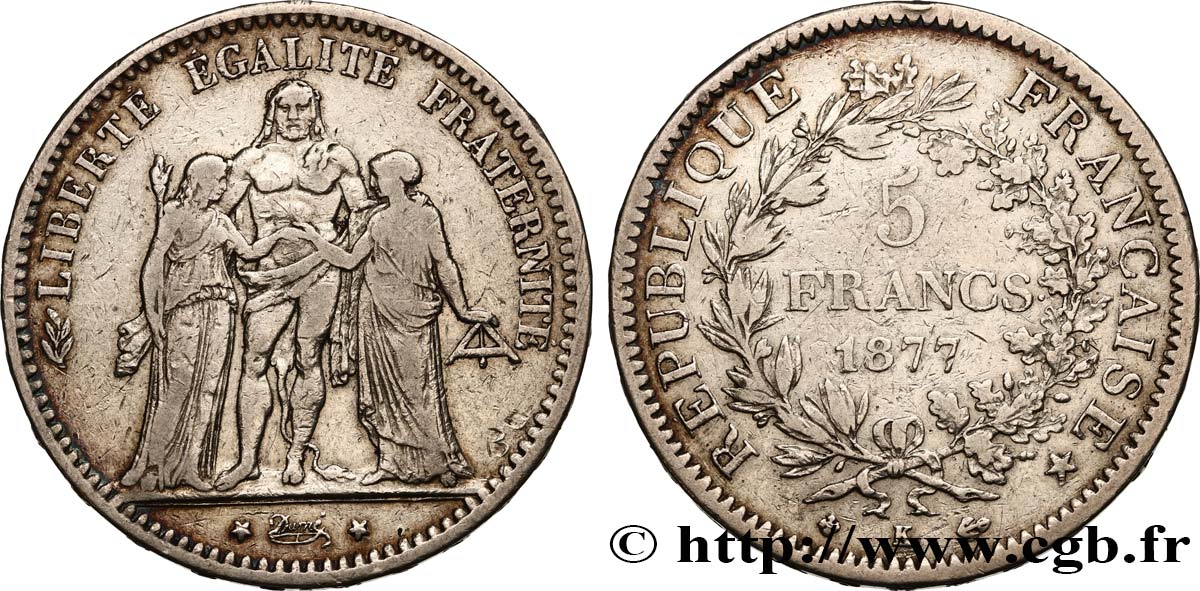 5 francs Hercule 1877 Bordeaux F.334/20 S30 