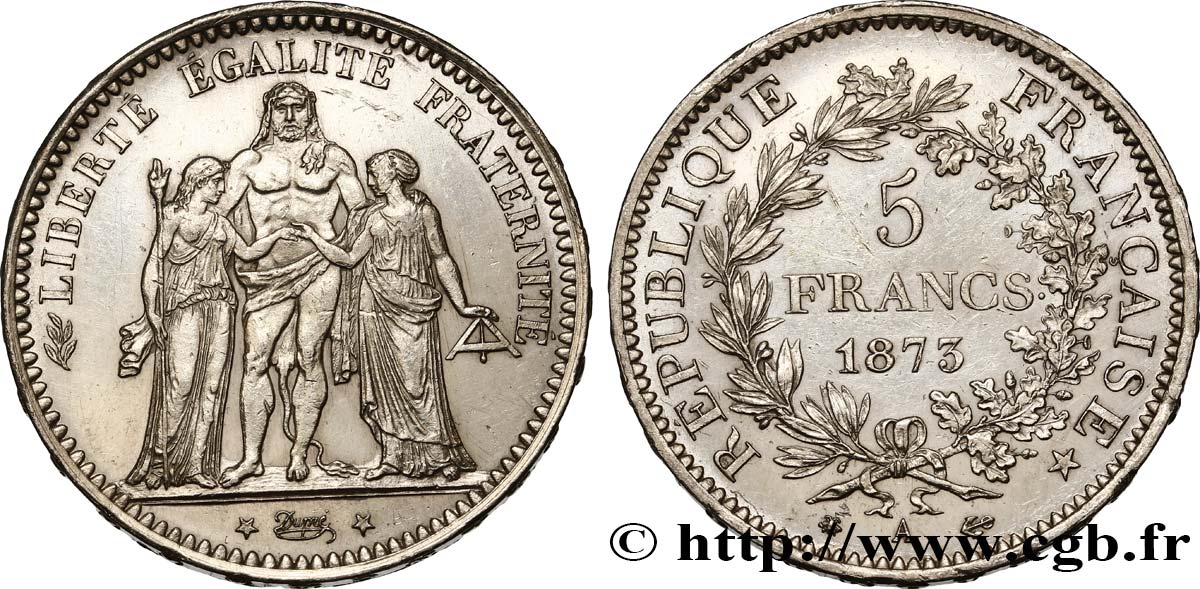 5 francs Hercule 1873 Paris F.334/9 XF 