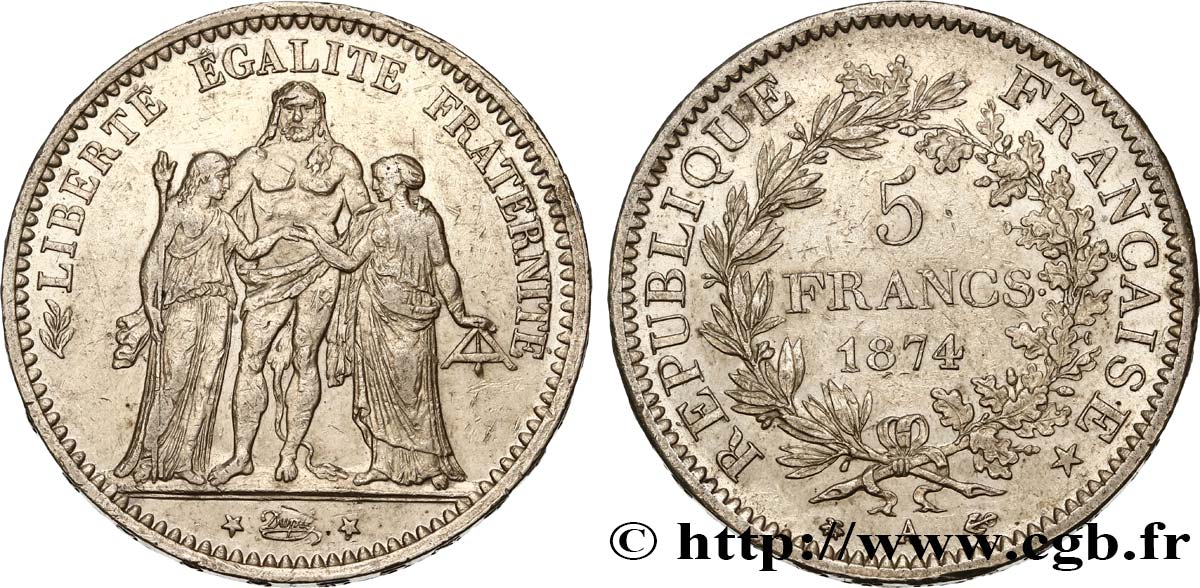5 francs Hercule 1874 Paris F.334/12 XF 