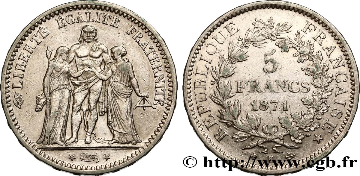 5 francs Hercule 1871 Bordeaux F.334/5 TTB 