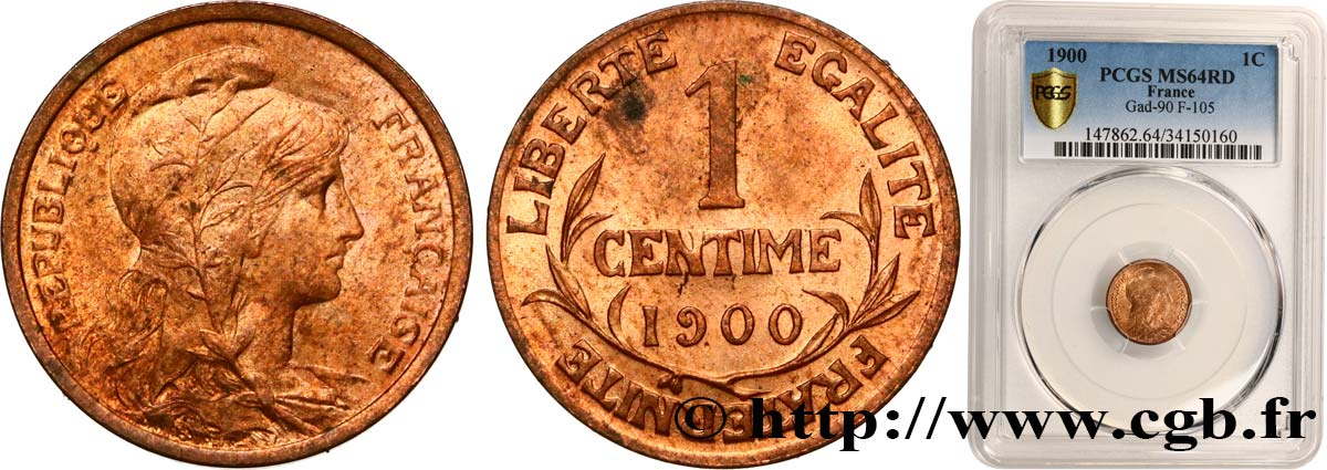 1 centime Daniel-Dupuis 1900 Paris F.105/4 SPL64 PCGS