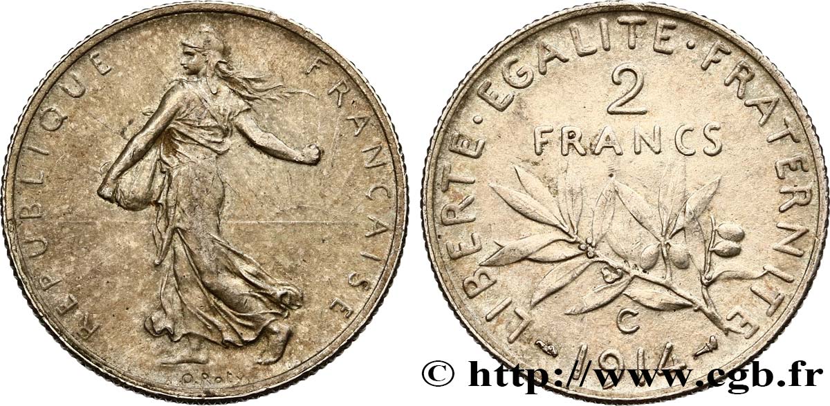 2 francs Semeuse 1914 Castelsarrasin F.266/16 AU52 