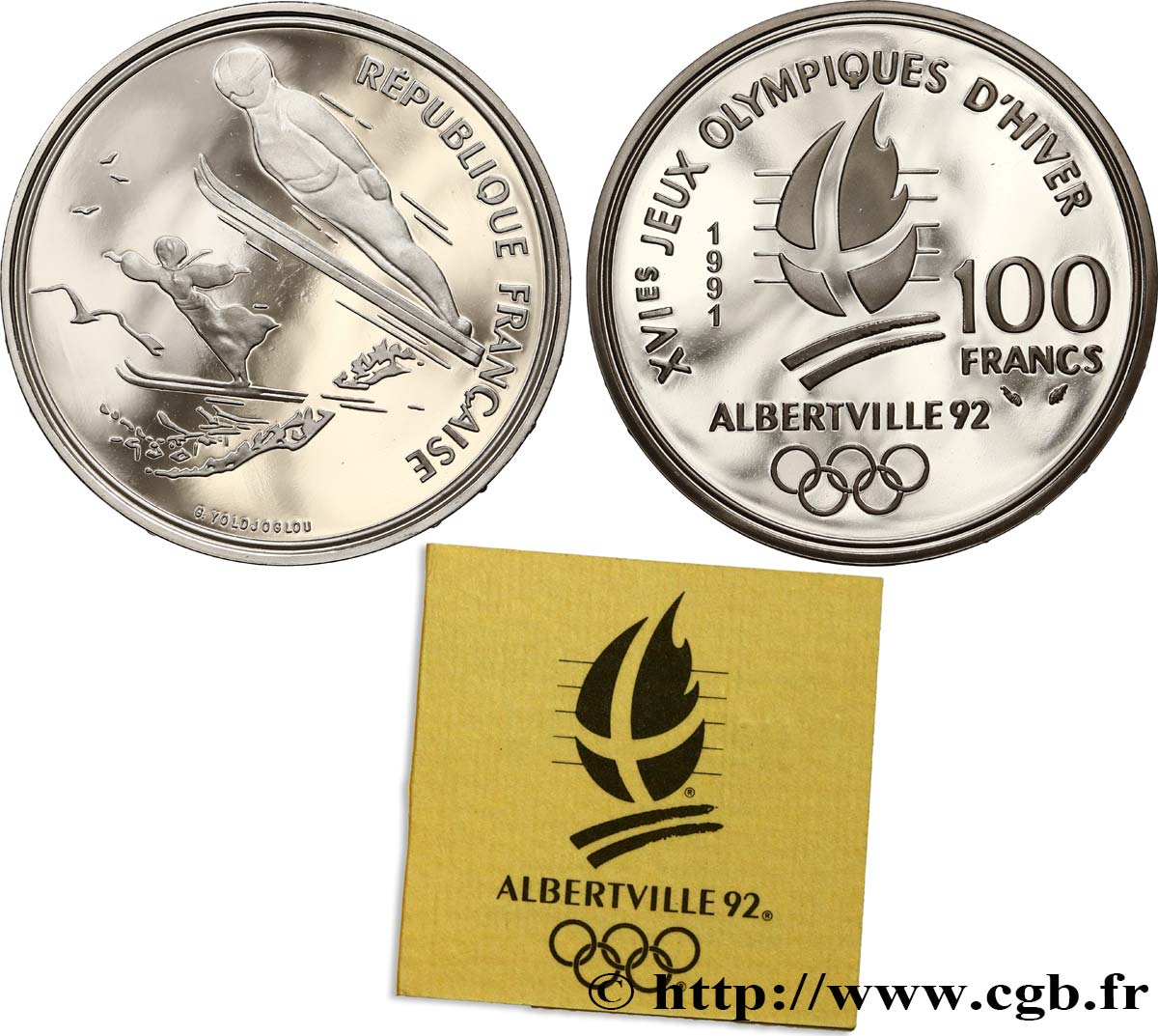 Belle Epreuve 100 francs - Saut à ski / Belle Epoque 1991 Paris F./ FDC 