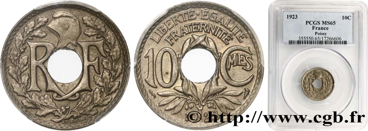 10 centimes Lindauer 1923 Poissy F.138/9 FDC65 PCGS