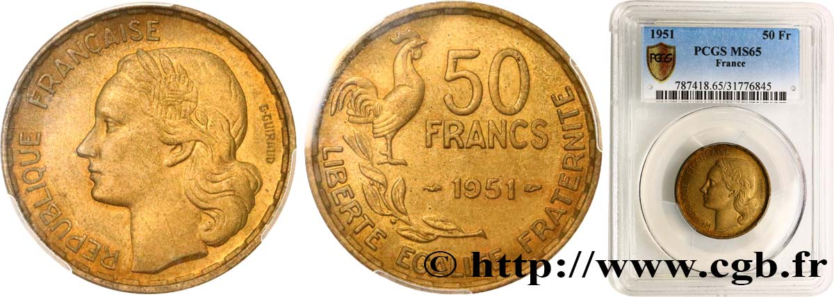 50 francs Guiraud 1951  F.425/5 ST65 PCGS