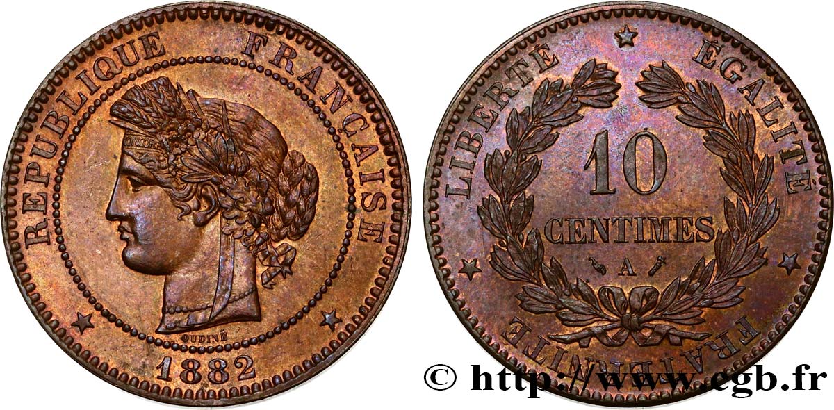 10 centimes Cérès 1882 Paris F.135/26 EBC60 