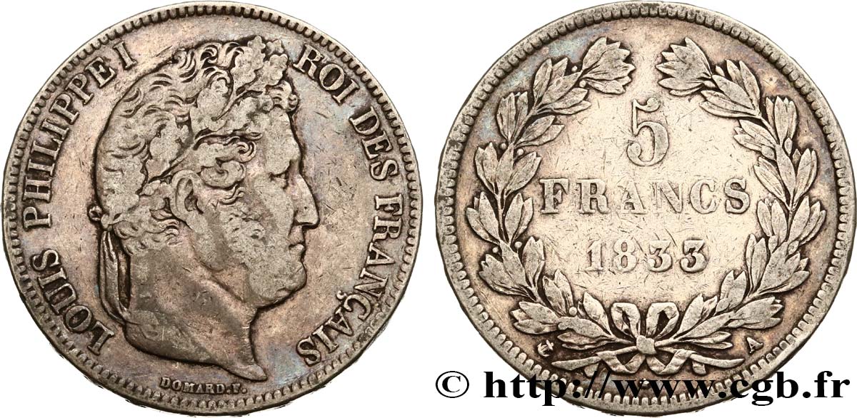 5 francs IIe type Domard 1833 Paris F.324/14 BC28 