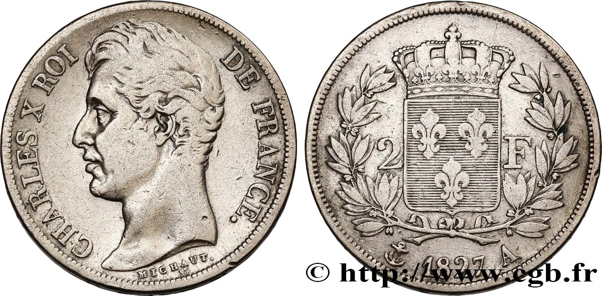 2 francs Charles X 1827 Paris F.258/24 VF25 