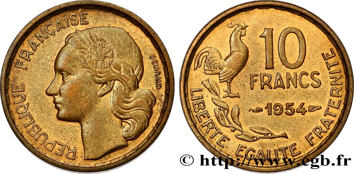 10 francs Guiraud 1954  F.363/10 VZ60 