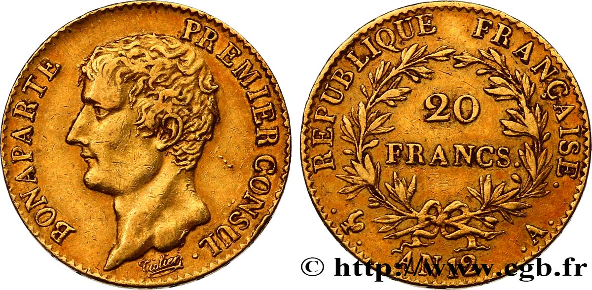 20 francs or Bonaparte Premier Consul 1804 Paris F.510/2 SS42 