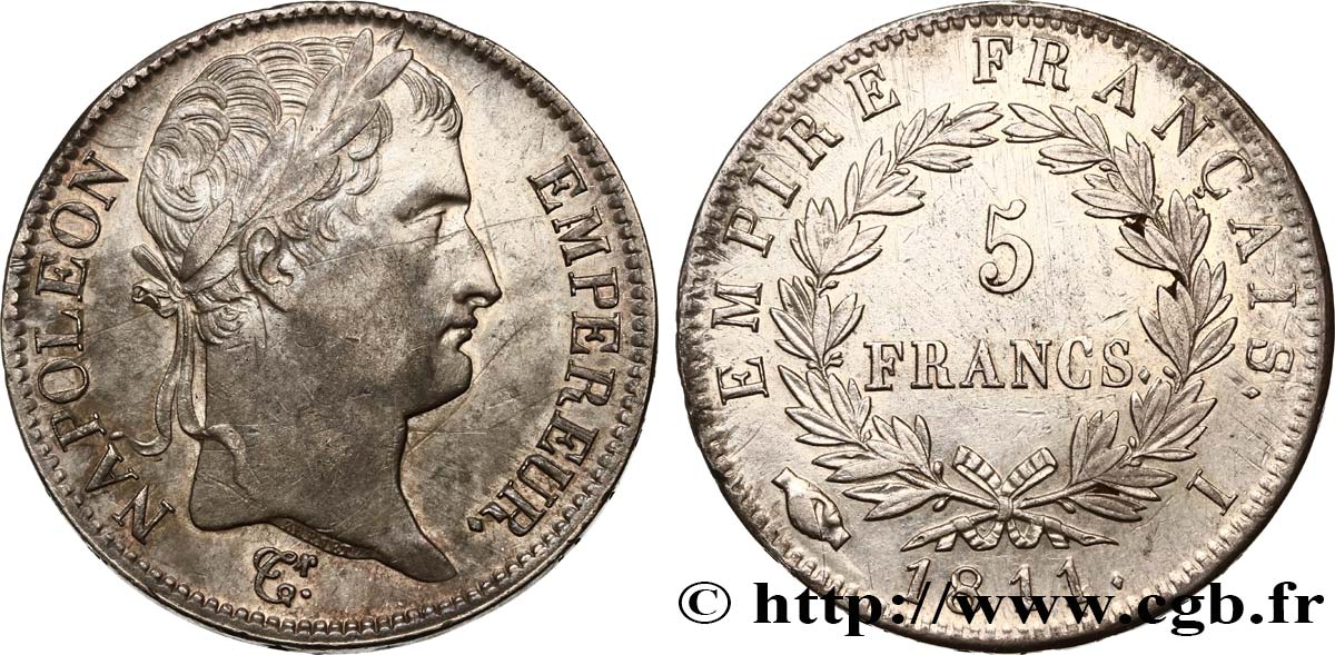 5 francs Napoléon Empereur, Empire français 1811 Limoges F.307/32 XF45 